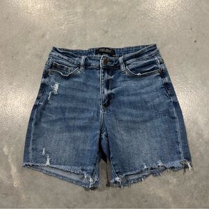 Judy Blue Jean Shorts Blue Distressed Mid-Length